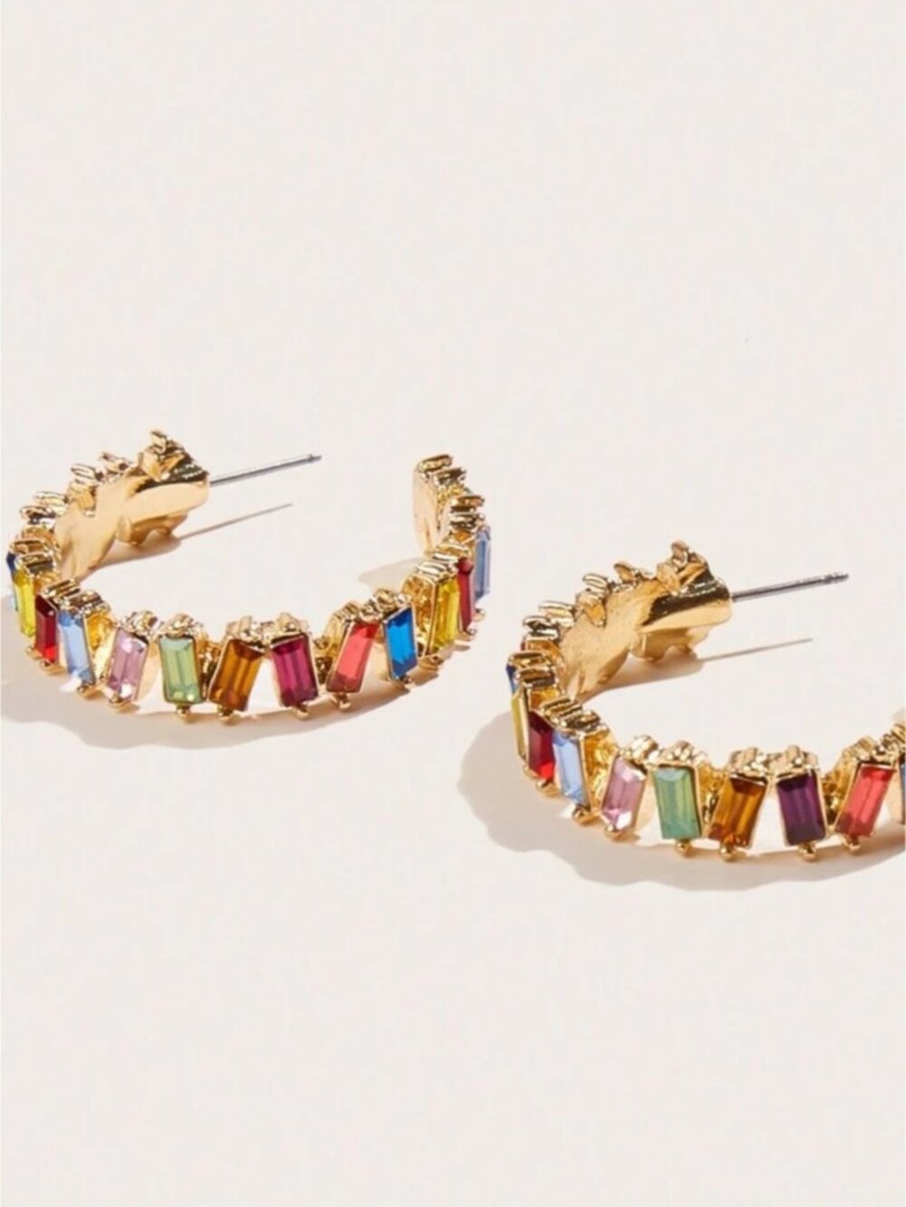 New! Mallorca Multicolor Crystal Gold Colorful Hoop Earrings (4015) NWOT